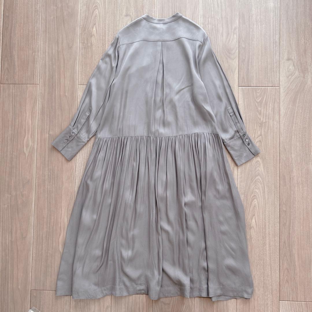 ヴェルメイユパーイエナ　キュプラフィブリルギャザーワンピース　シャツワンピース