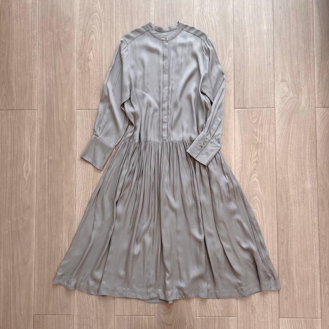 ヴェルメイユパーイエナ　キュプラフィブリルギャザーワンピース　シャツワンピース