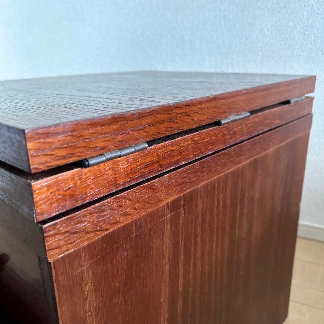 木製折りたたみ文机　和机　三段引き出し　古道具　古民具　アンティーク　昭和レトロ