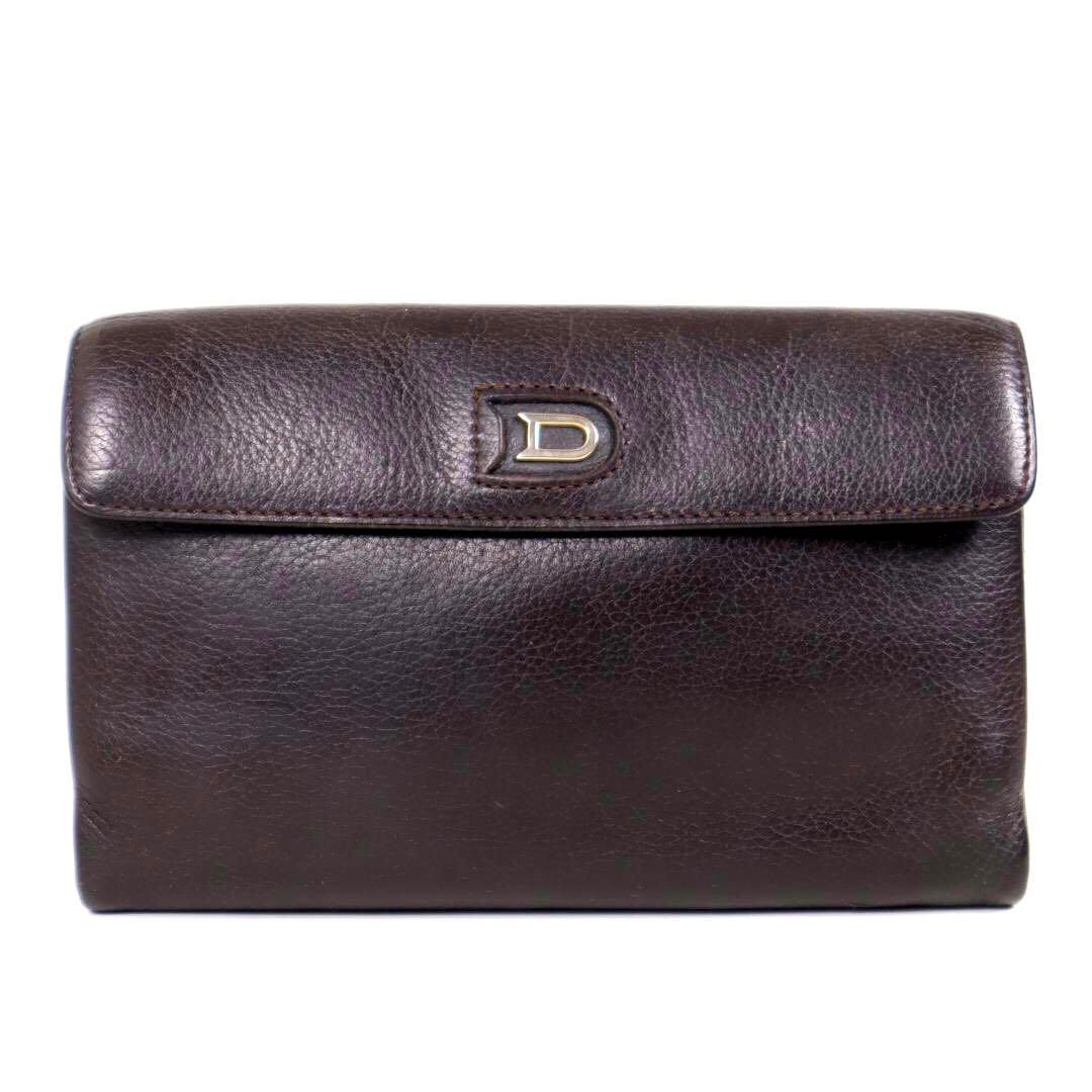 DELVAUX デルヴォー メタルロゴ付 三つ折りレザー長財布 フランス製