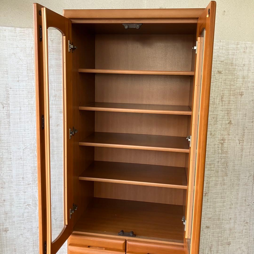 昭和レトロ 古家具 ガラス戸 木製 食器棚 カップボード キャビネット 飾り棚