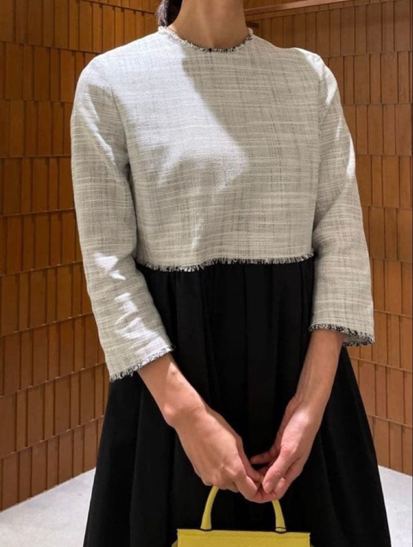 極美品 ボールジィ ロングスラブツイード マテリアルコンビワンピース セレモニー