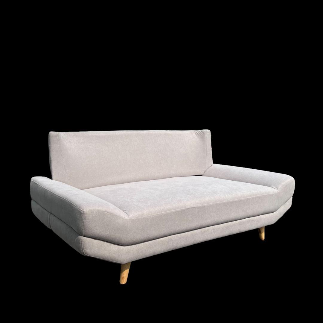 う　クッションなし　ゆったり座面　　2人掛け　グレー　ソファーベット