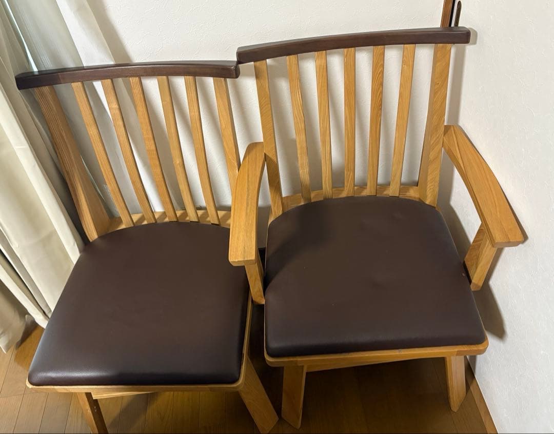 ブラウン 木製 ダイニングチェア　4脚セット