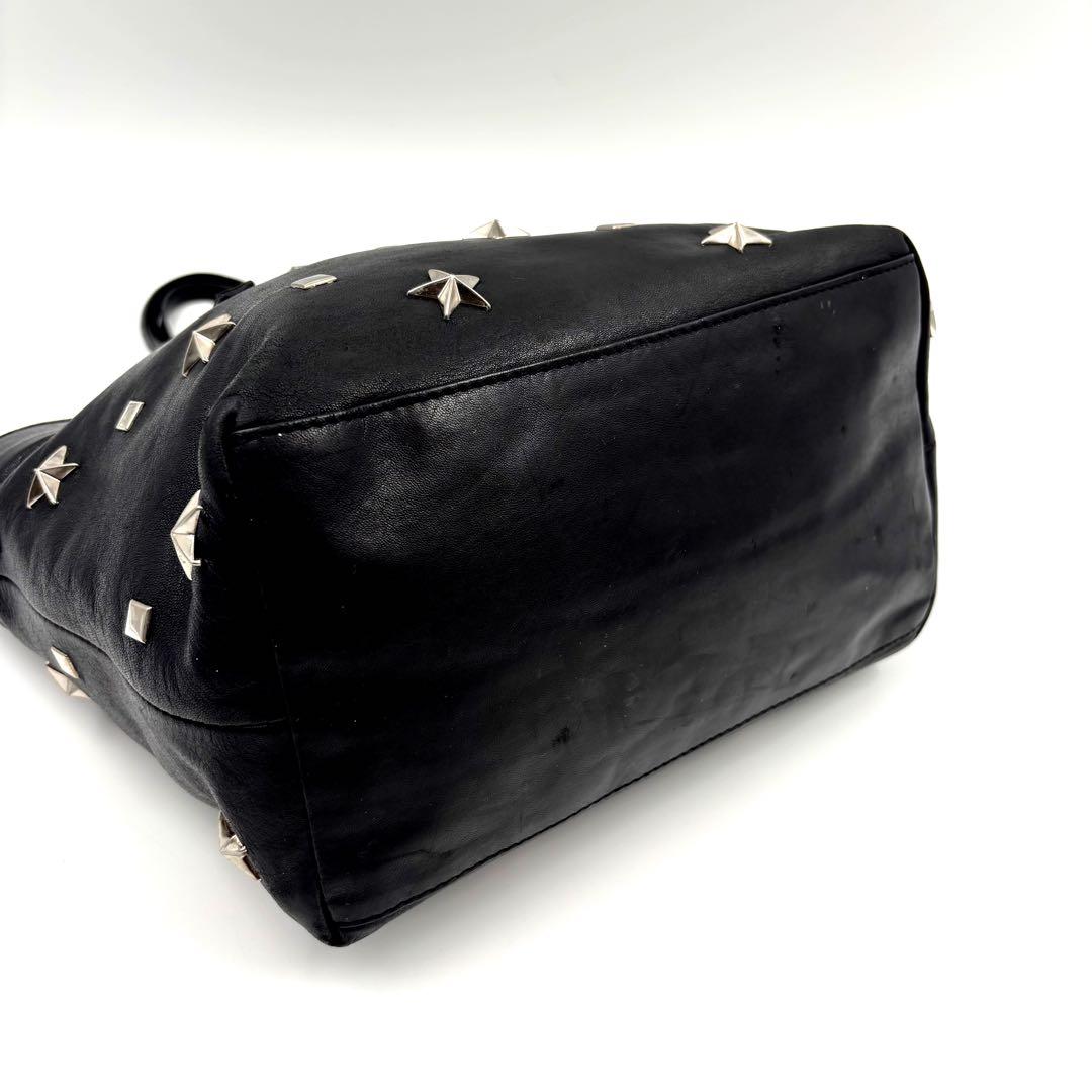 美品◎JIMMY CHOO サシャ 黒 トートバッグ スタッズ B5可 レザー