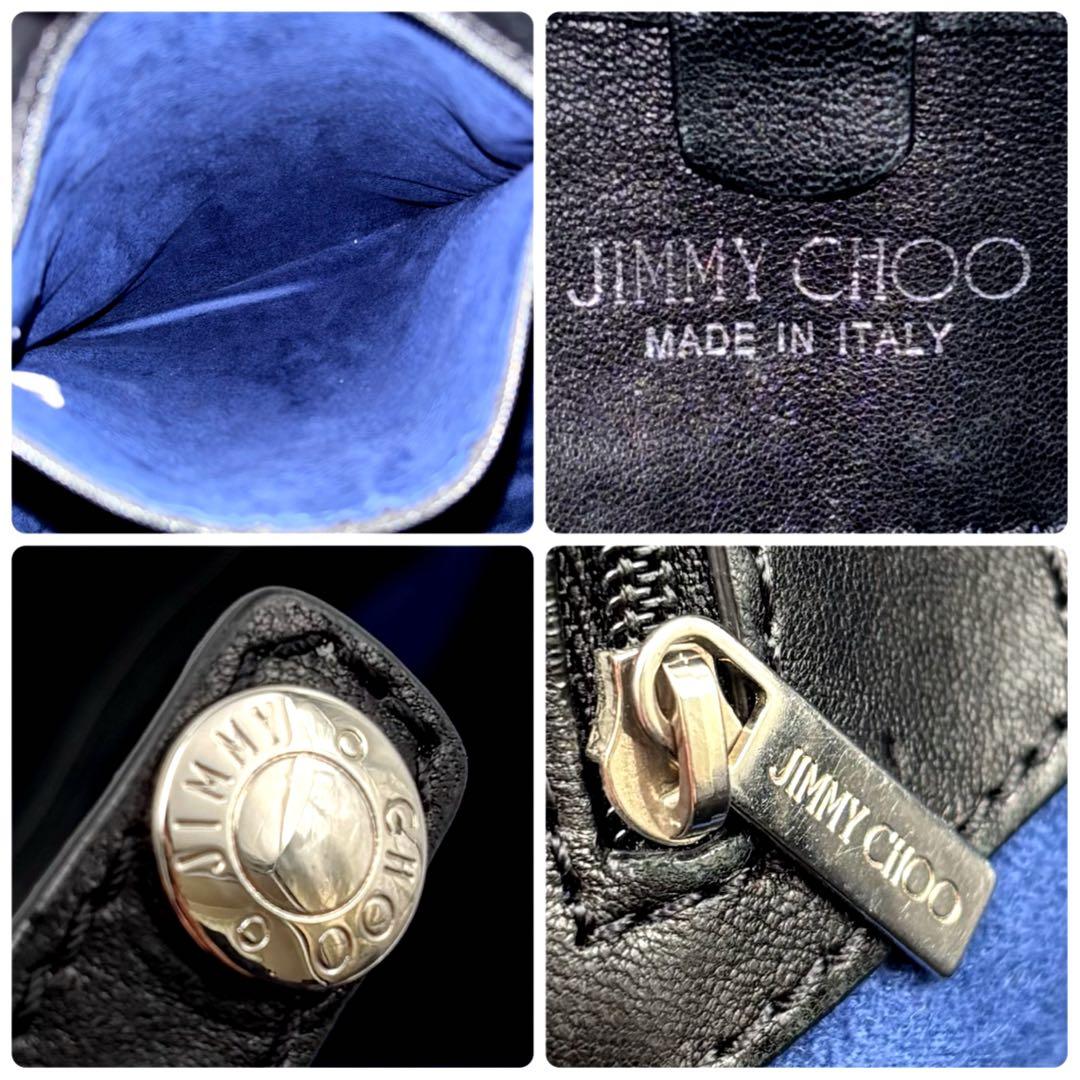 美品◎JIMMY CHOO サシャ 黒 トートバッグ スタッズ B5可 レザー