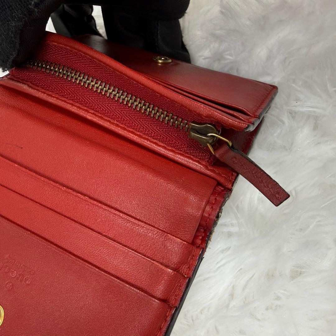 GUCCI チェリー GGスプリーム 二つ折り財布 レッド コンパクトウォレット