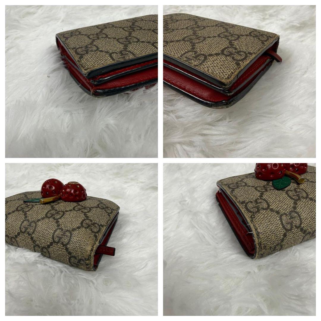 GUCCI チェリー GGスプリーム 二つ折り財布 レッド コンパクトウォレット