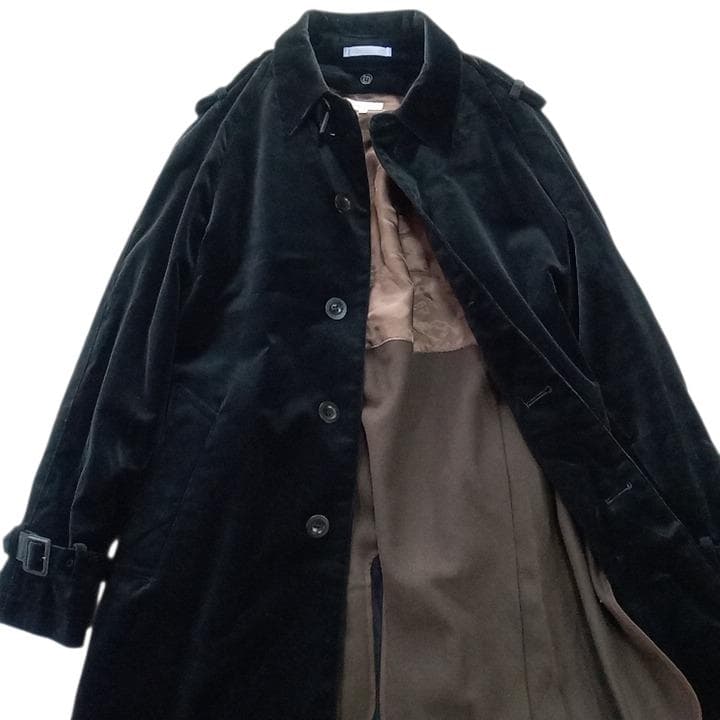 良品 Paul Smith ポールスミス ベロア トレンチコート M 黒 別珍