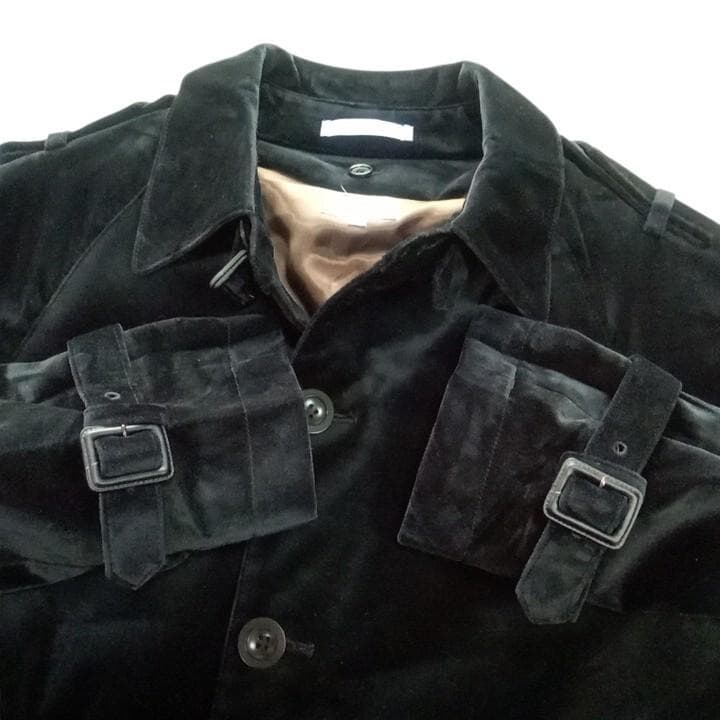 良品 Paul Smith ポールスミス ベロア トレンチコート M 黒 別珍