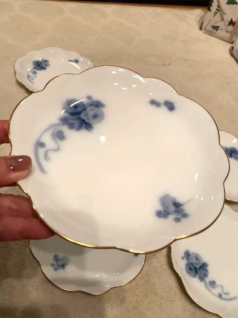 美品　大倉陶園　ブルーフラワー　ケーキ皿　パン皿　6枚