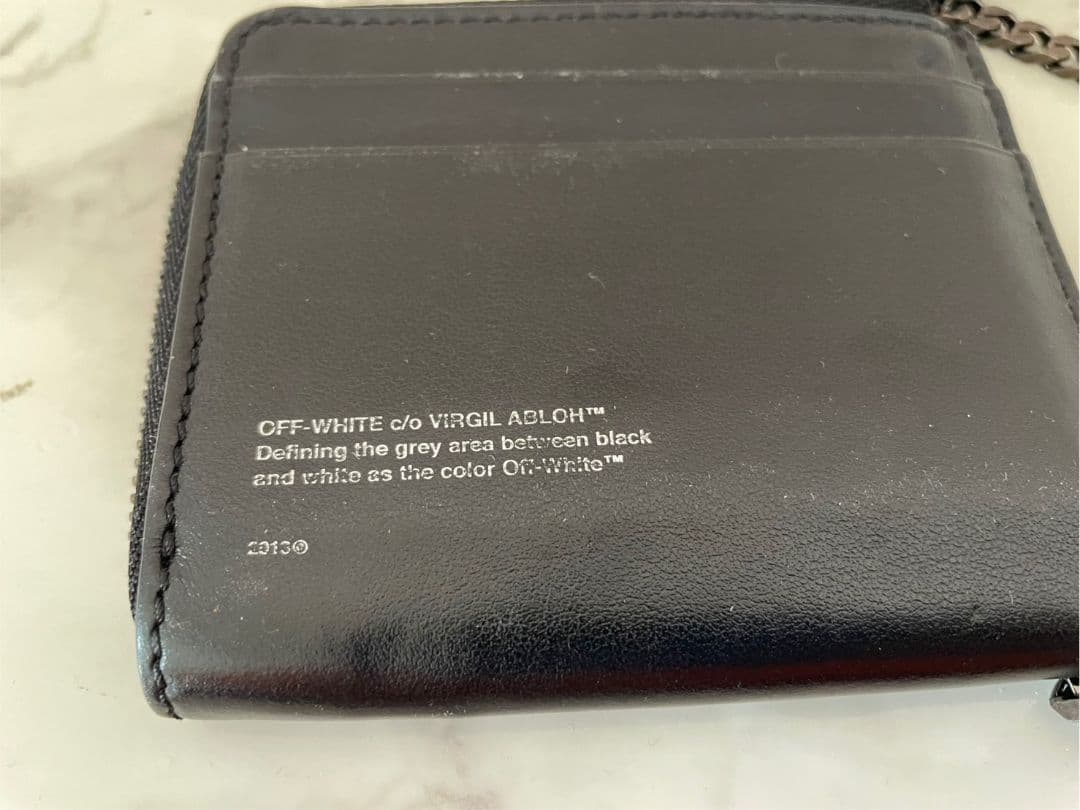 値下げ❗Off-White™ ブラック レザー ウォレットチェーン オフホワイト