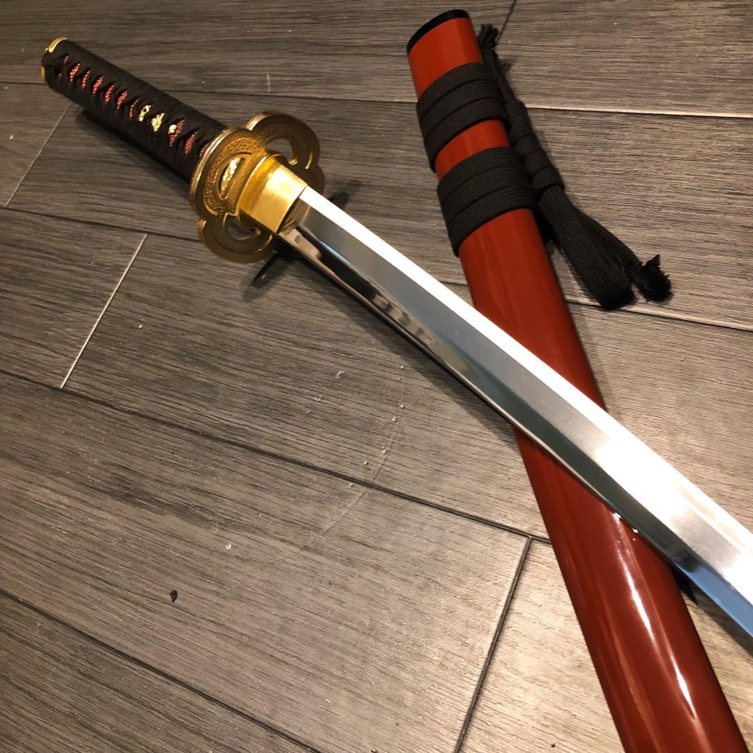 高級模造刀　居合刀　朱拵え　合金刀身