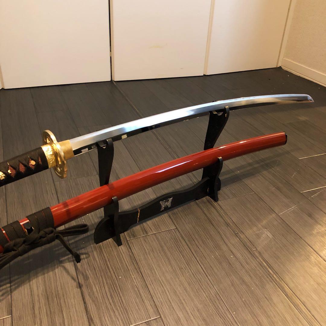 高級模造刀　居合刀　朱拵え　合金刀身