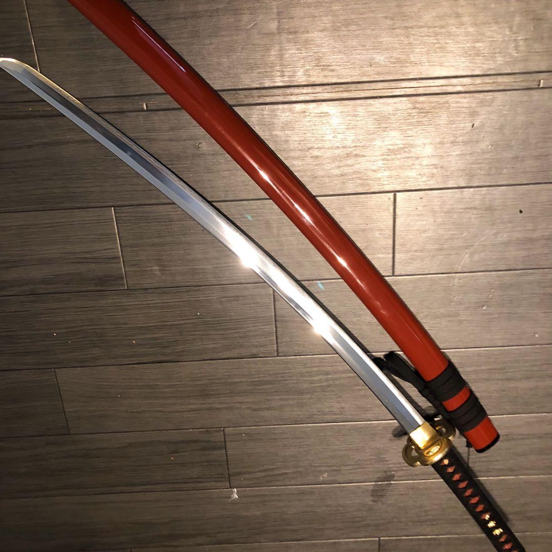 高級模造刀　居合刀　朱拵え　合金刀身