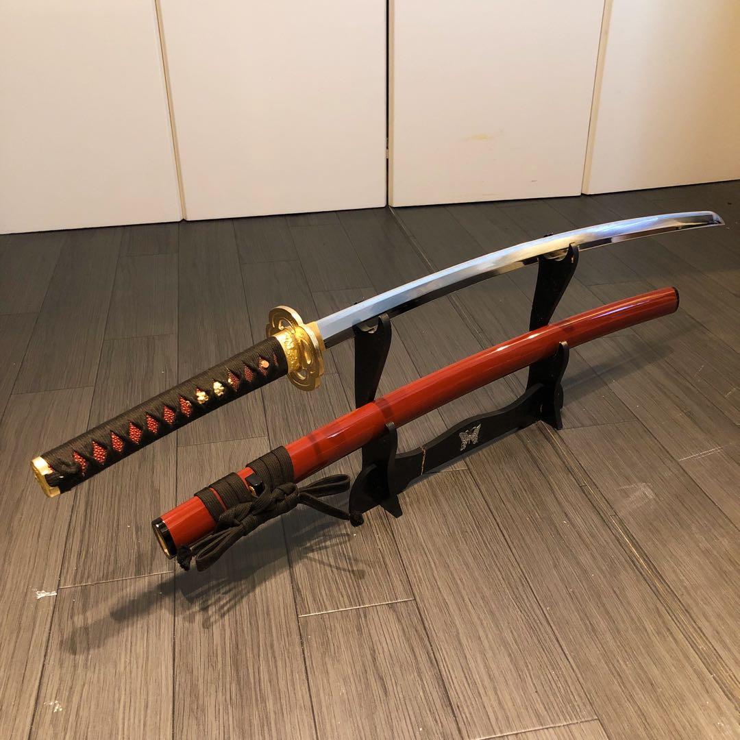 高級模造刀　居合刀　朱拵え　合金刀身