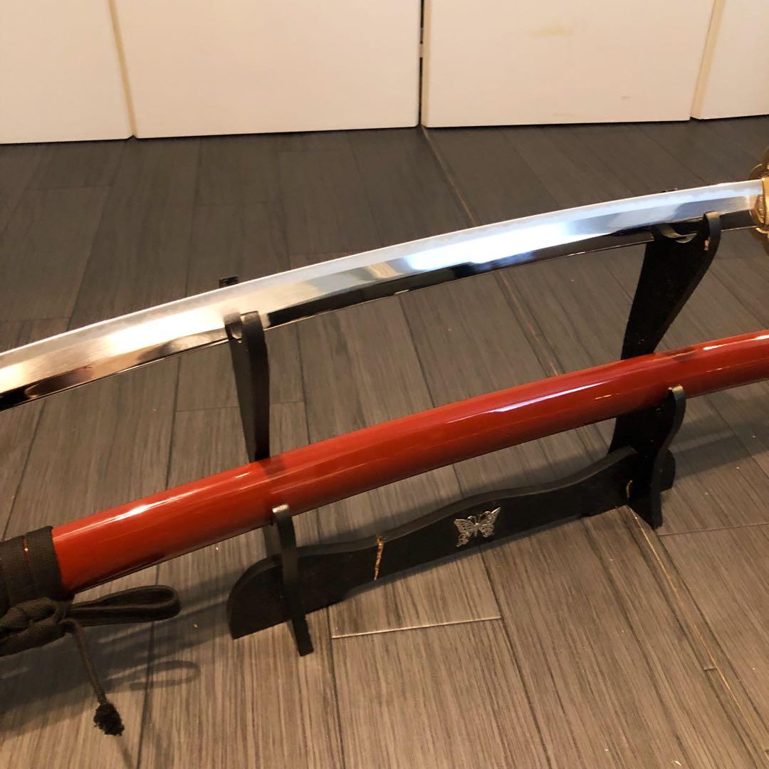 高級模造刀　居合刀　朱拵え　合金刀身