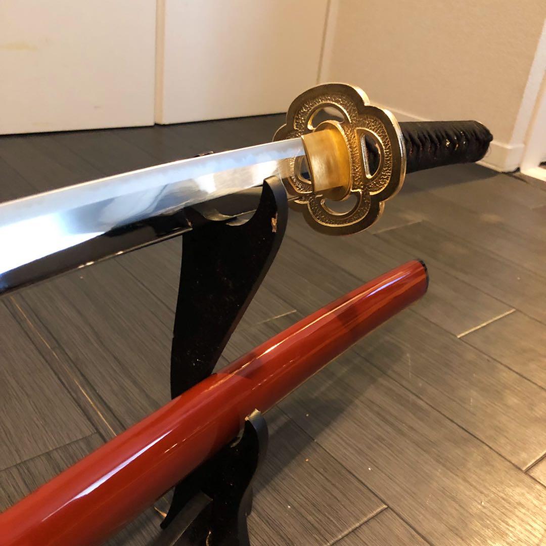 高級模造刀　居合刀　朱拵え　合金刀身