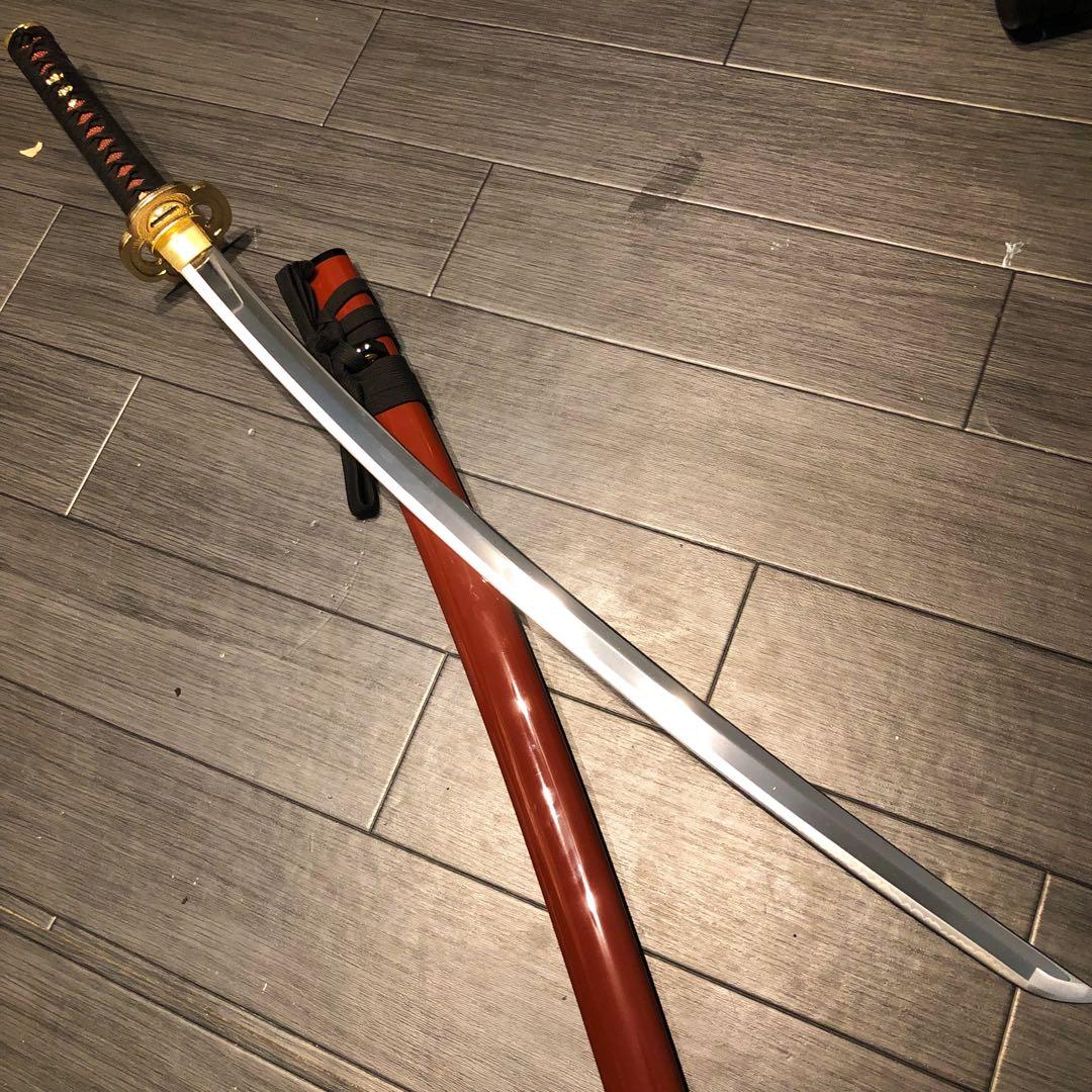 高級模造刀　居合刀　朱拵え　合金刀身