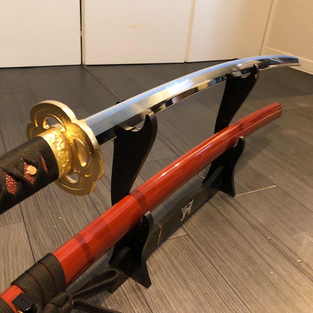 高級模造刀　居合刀　朱拵え　合金刀身