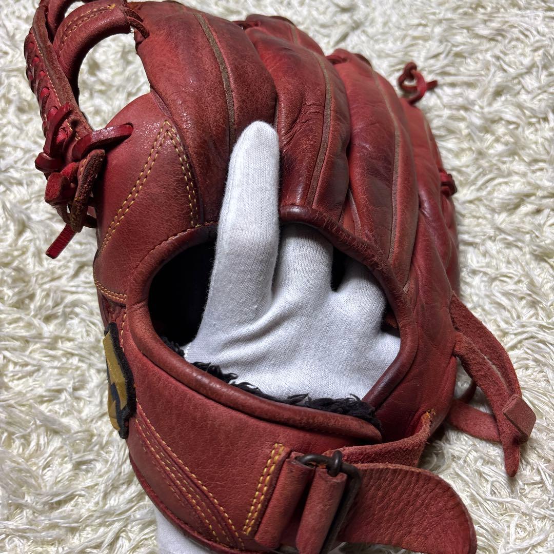 美津和 ミツワタイガー 少年軟式 野球グローブ 左投げ 赤 レッド 小指2本入可