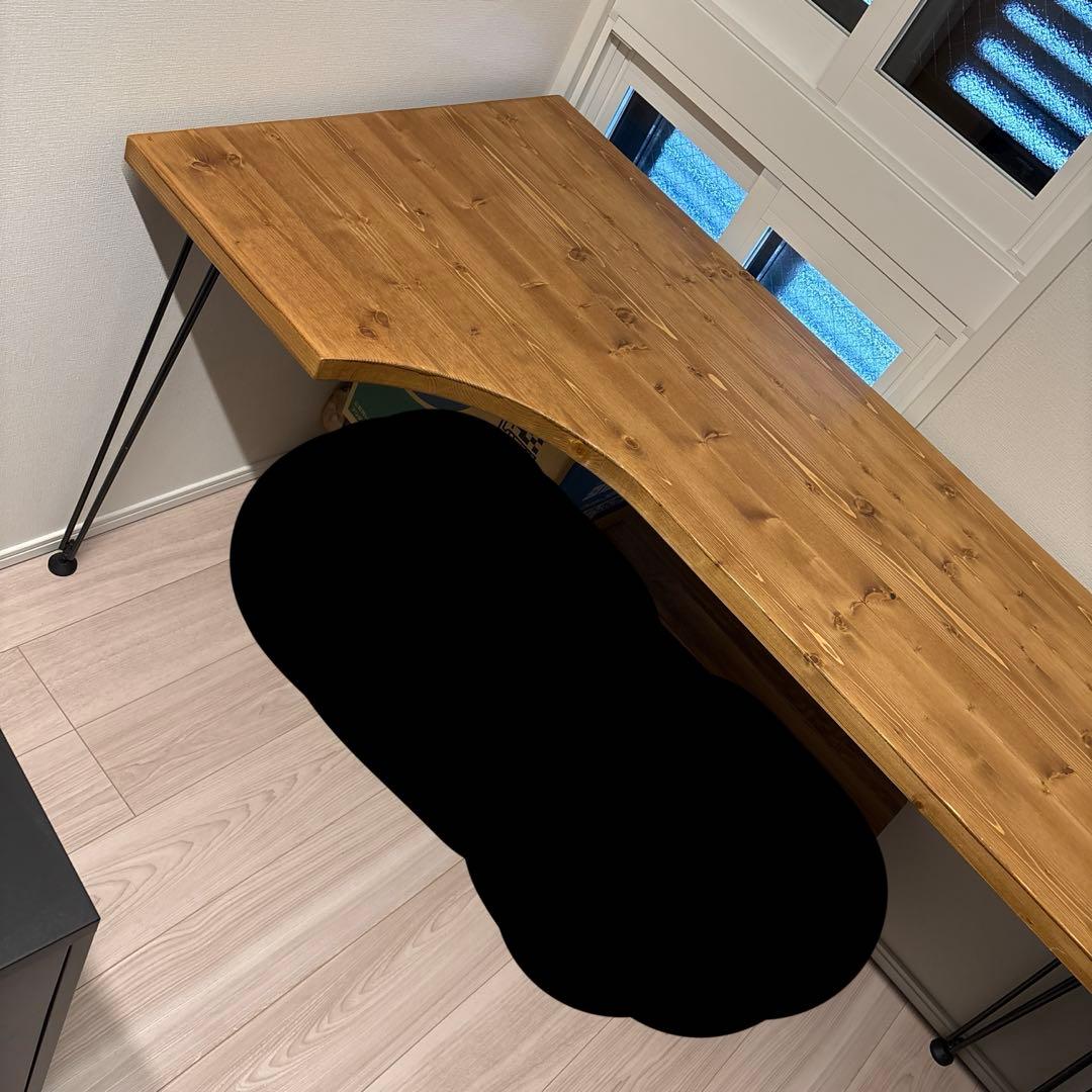 140cm L字デスク　天然木使用　インダストリアル調　ヴィンテージ