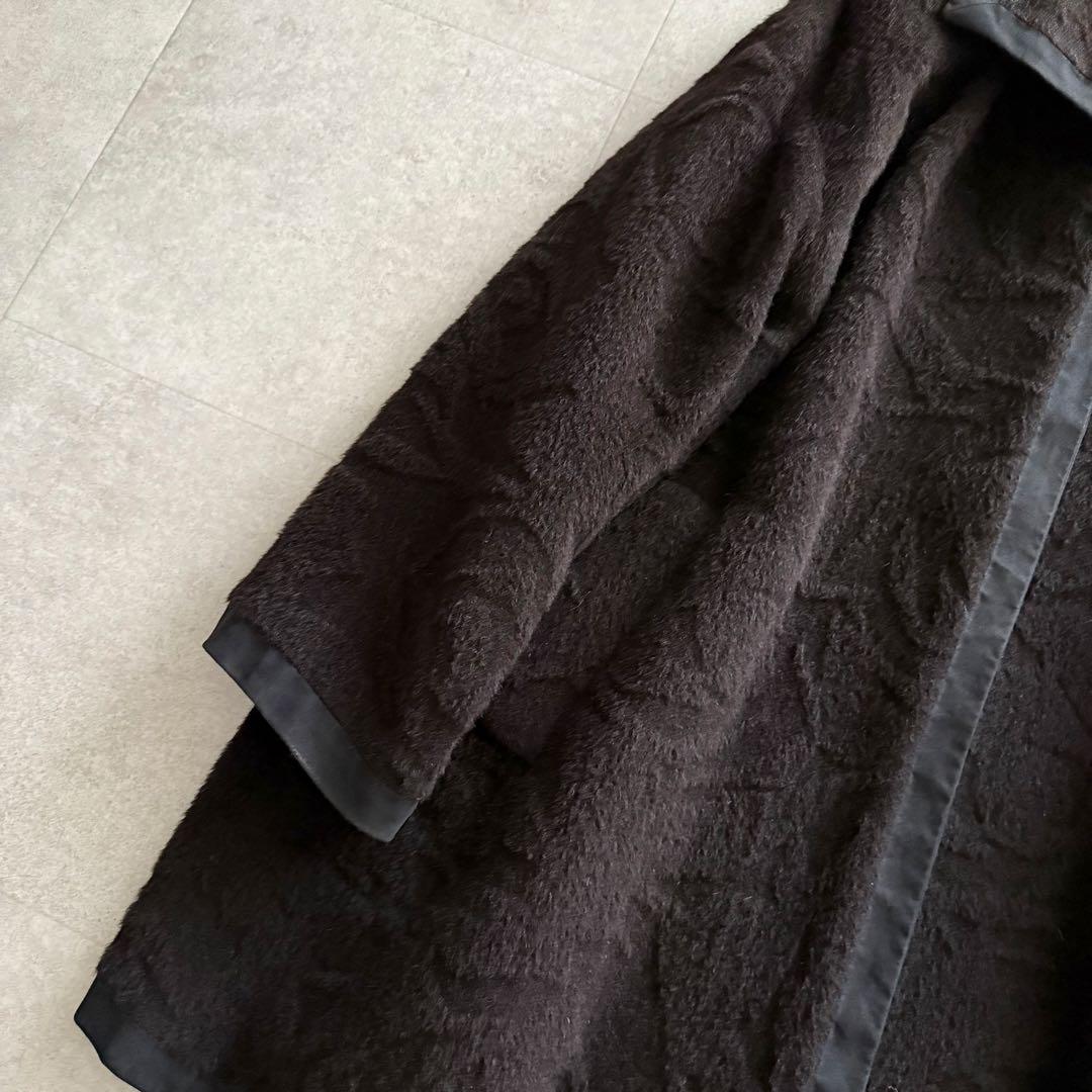 クリスチャンディオール　ロングコート　黒　9　アルパカ混　ジャガード