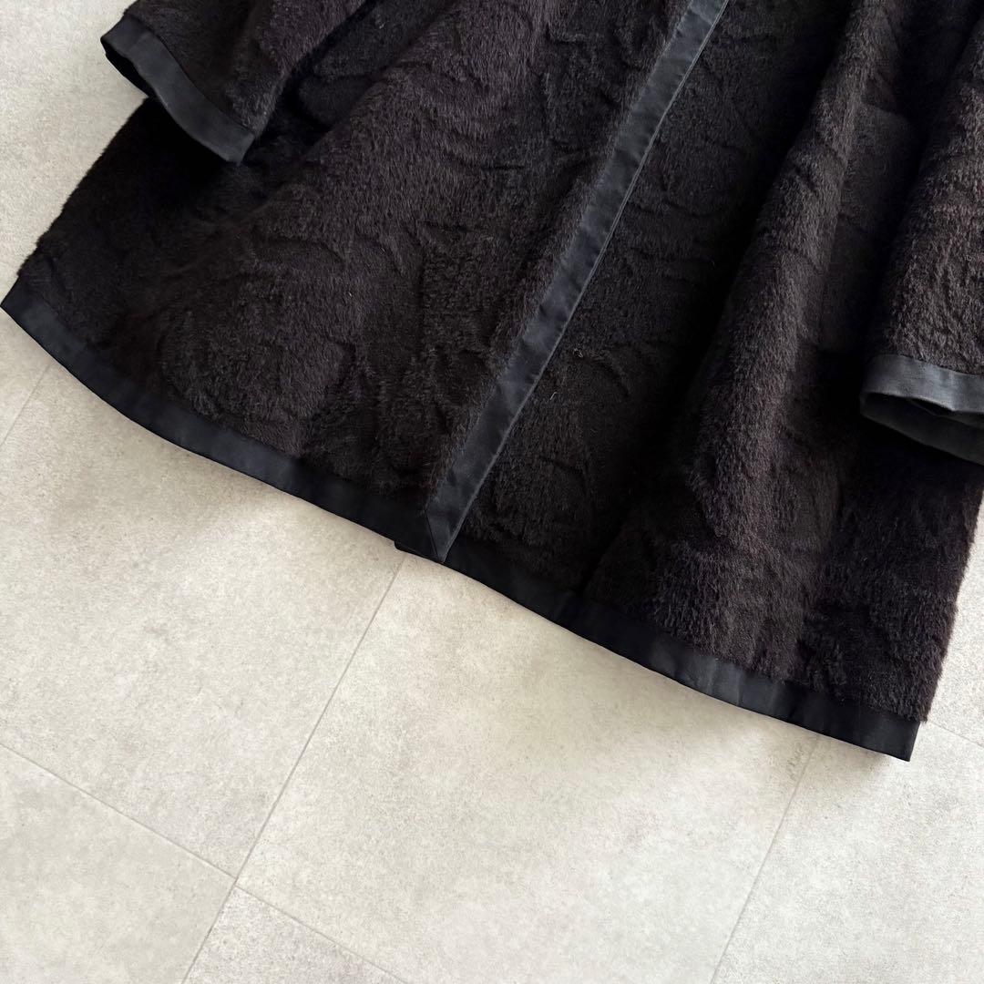 クリスチャンディオール　ロングコート　黒　9　アルパカ混　ジャガード