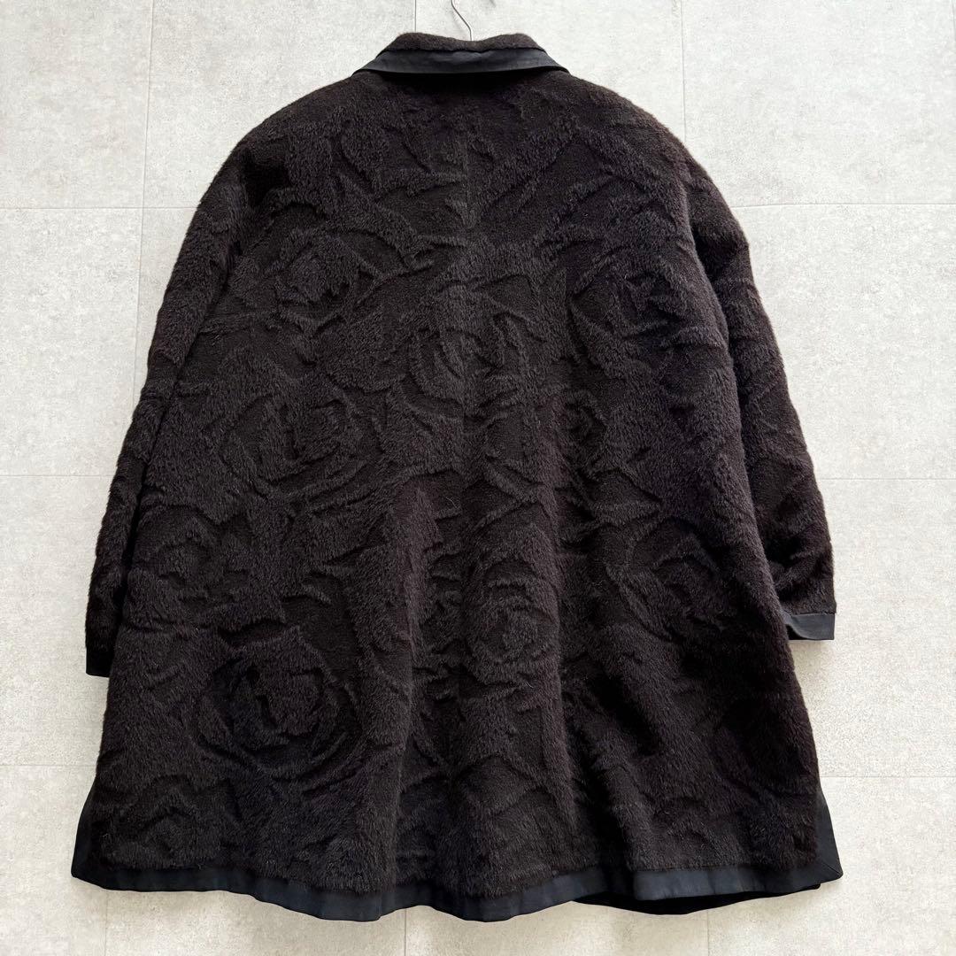クリスチャンディオール　ロングコート　黒　9　アルパカ混　ジャガード