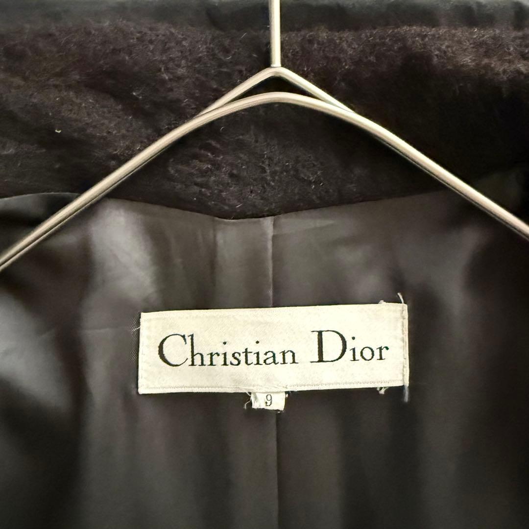 クリスチャンディオール　ロングコート　黒　9　アルパカ混　ジャガード