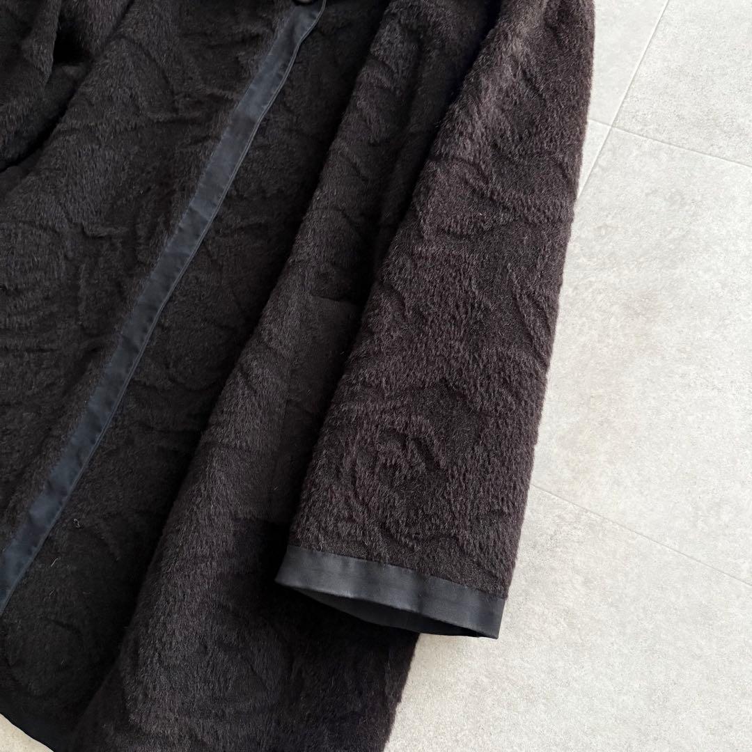 クリスチャンディオール　ロングコート　黒　9　アルパカ混　ジャガード