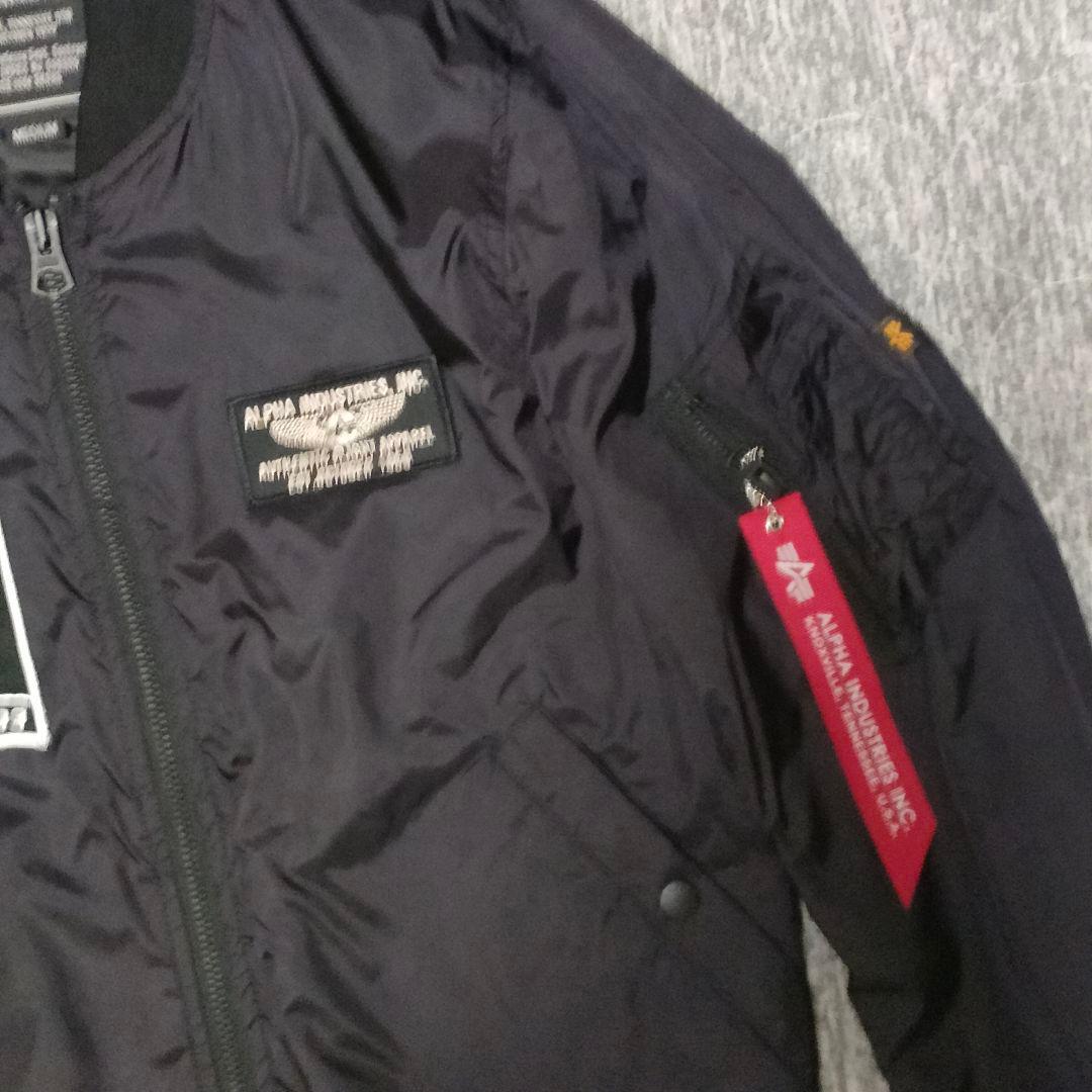 リボン付き ALPHA フライトジャケット MA-1 ワッペン多数 ミリタリー