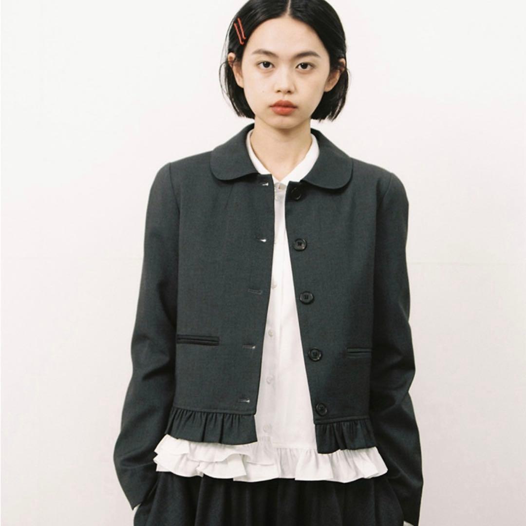 OHESHIO オヘシオ　round frill jacket チャコール