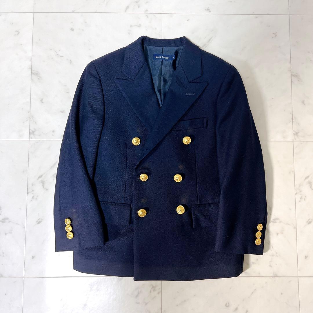 ラルフローレン キッズフォーマル セットアップ ダブル 紺ブレ 金ボタン 120