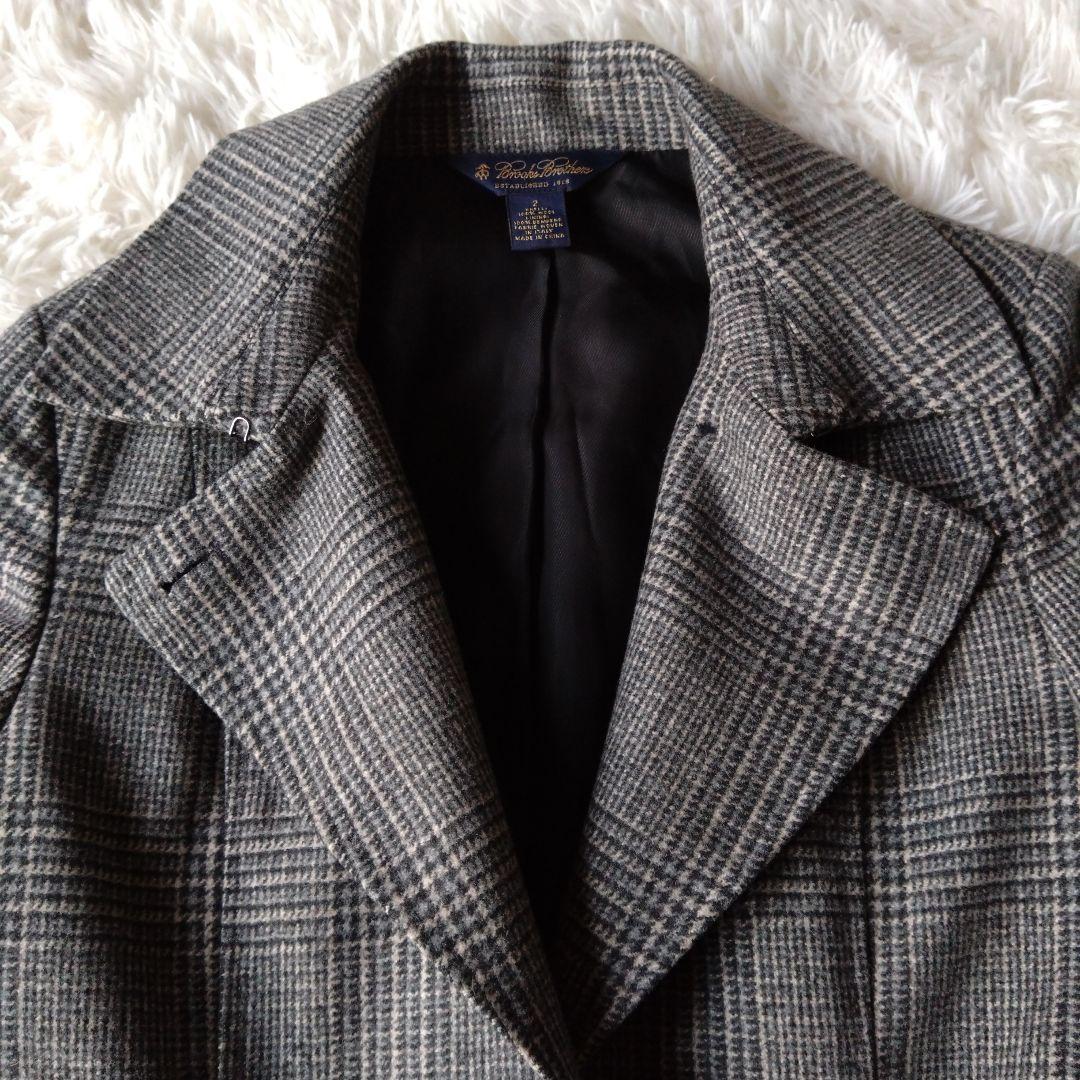 ブルックスブラザーズ ロロピアーナ ロングコート グレンチェック ウール グレー