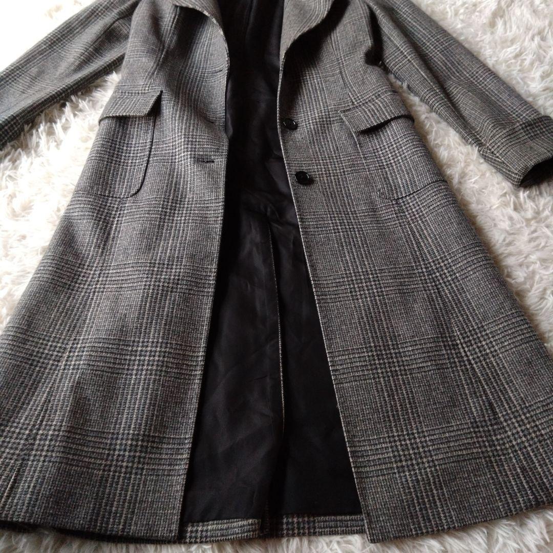 ブルックスブラザーズ ロロピアーナ ロングコート グレンチェック ウール グレー