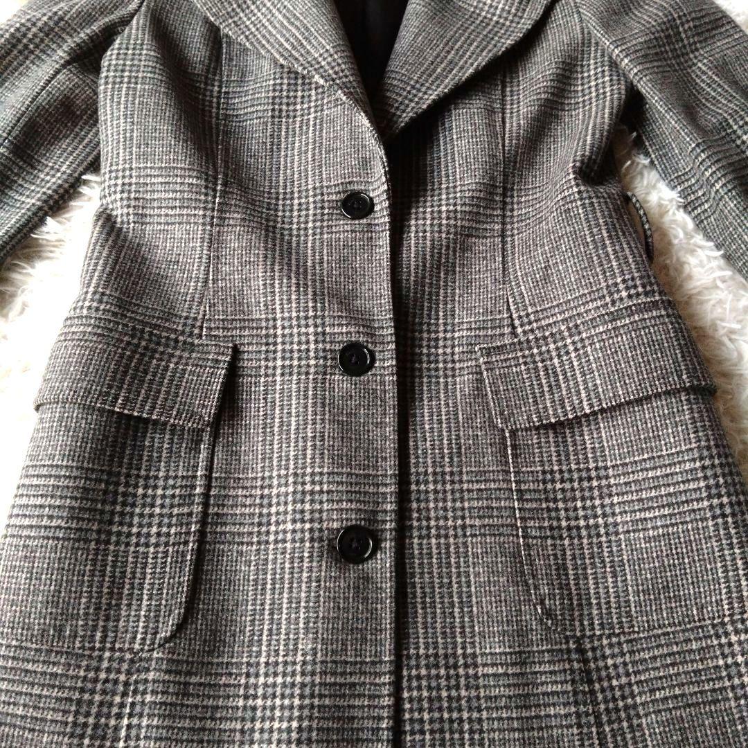 ブルックスブラザーズ ロロピアーナ ロングコート グレンチェック ウール グレー