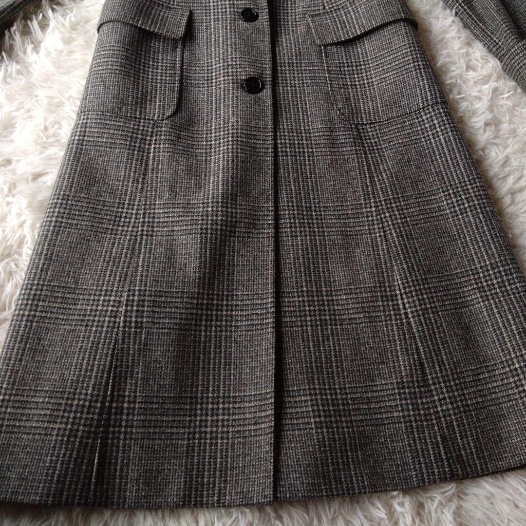 ブルックスブラザーズ ロロピアーナ ロングコート グレンチェック ウール グレー