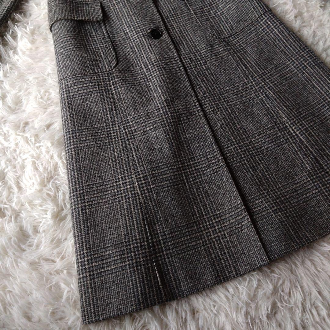 ブルックスブラザーズ ロロピアーナ ロングコート グレンチェック ウール グレー