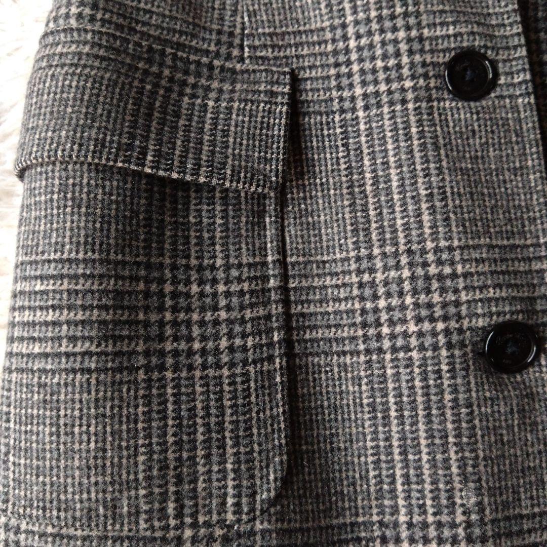 ブルックスブラザーズ ロロピアーナ ロングコート グレンチェック ウール グレー