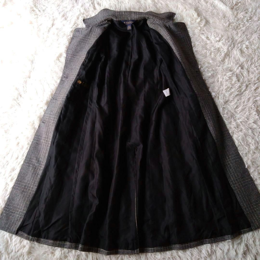 ブルックスブラザーズ ロロピアーナ ロングコート グレンチェック ウール グレー