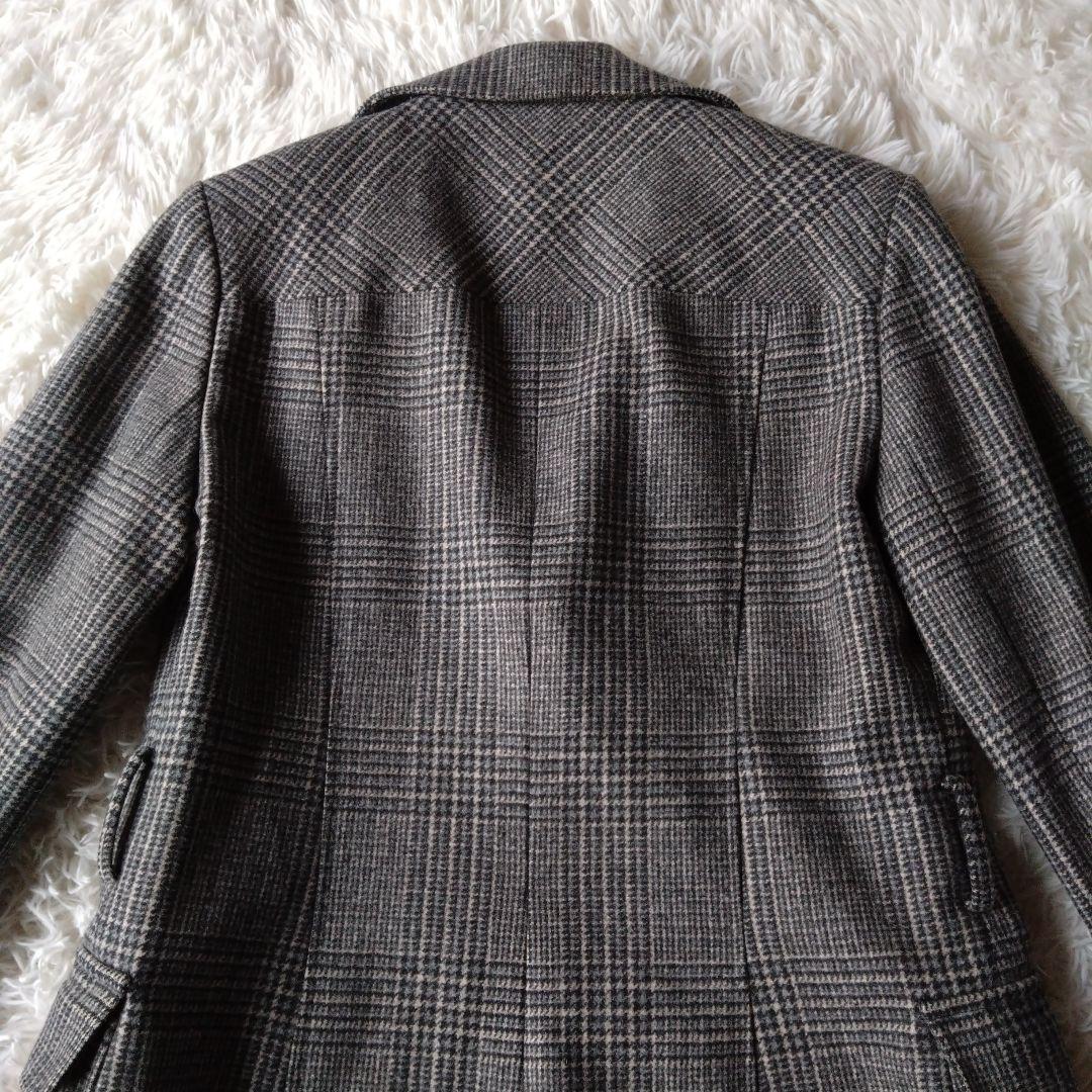 ブルックスブラザーズ ロロピアーナ ロングコート グレンチェック ウール グレー