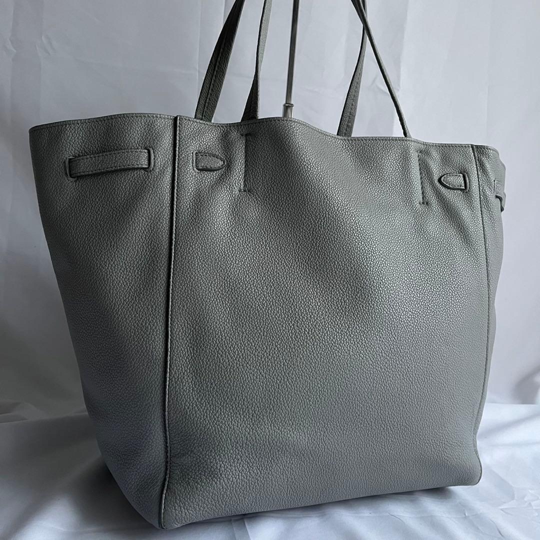 ✨極美品✨　CELINE バーティカルカバ　トートバッグ　レザー　グレー