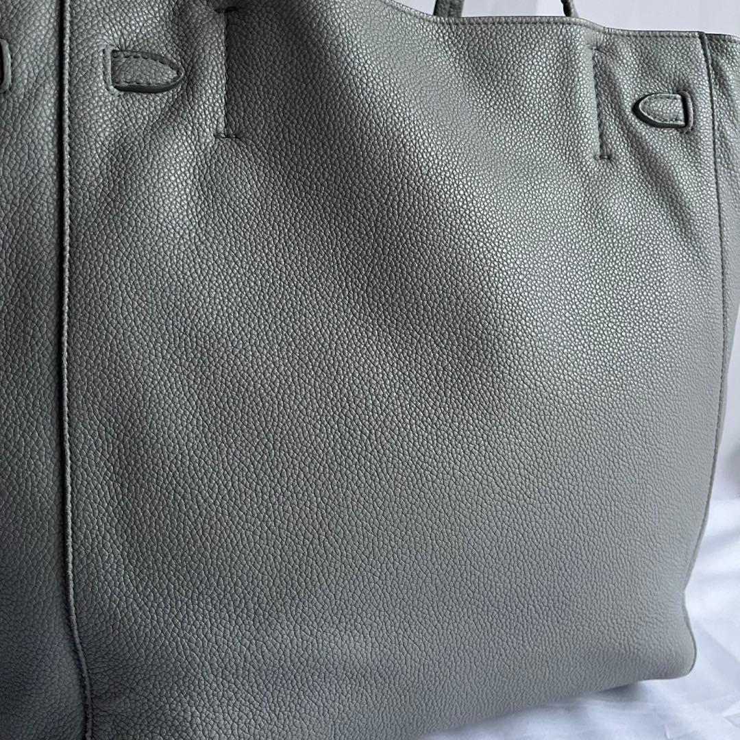 ✨極美品✨　CELINE バーティカルカバ　トートバッグ　レザー　グレー