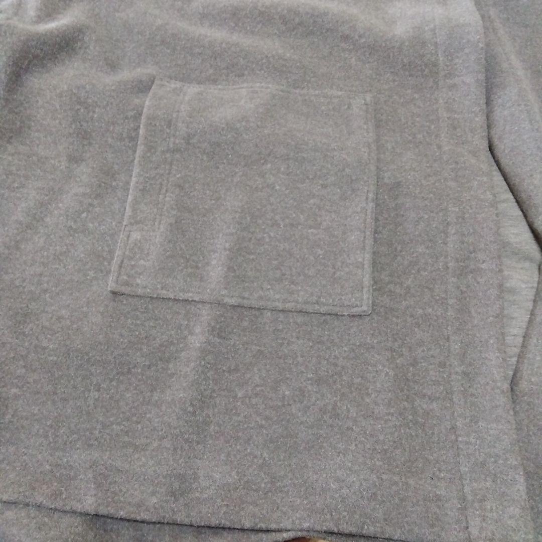 フード付きグレーカーキ ポンチョ