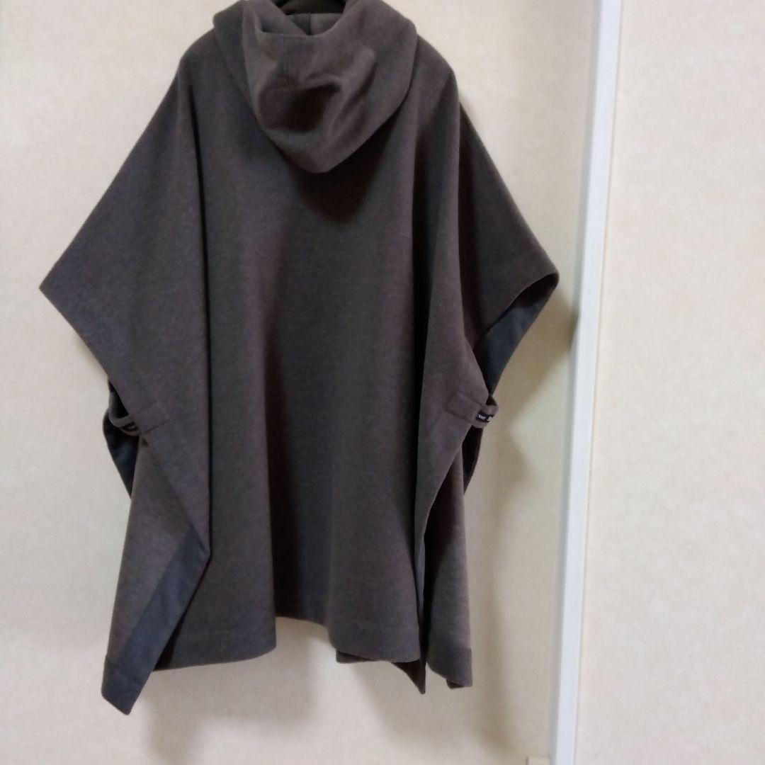 フード付きグレーカーキ ポンチョ