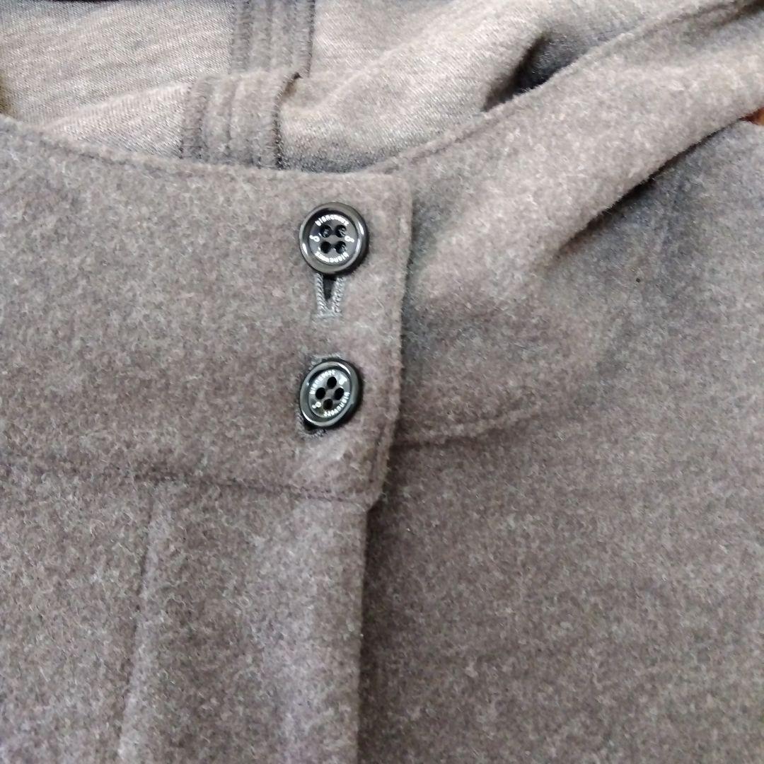 フード付きグレーカーキ ポンチョ