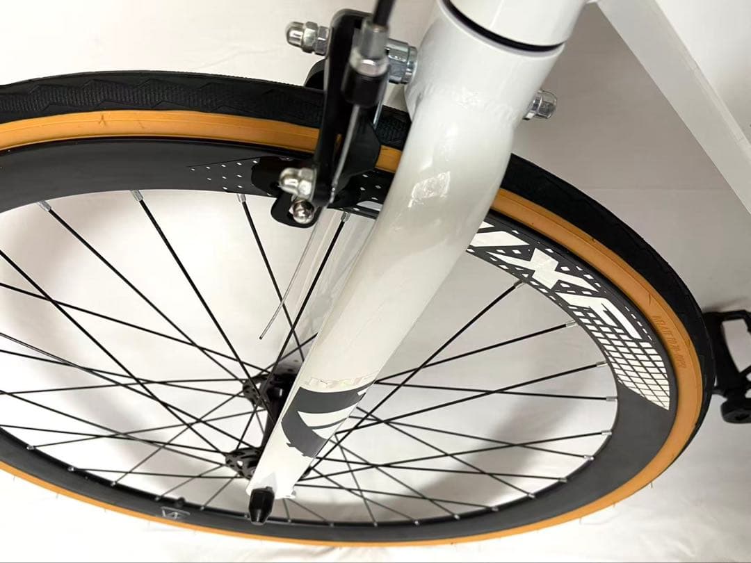 新品・未使用JIXFピストバイクFIXED GEARホワイトフロントブレーキ付