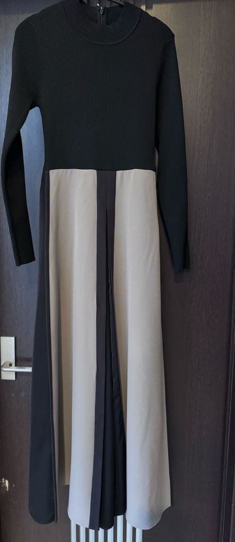 FENNEL配色ニットドッキングワンピース/モカ✖️ブラック