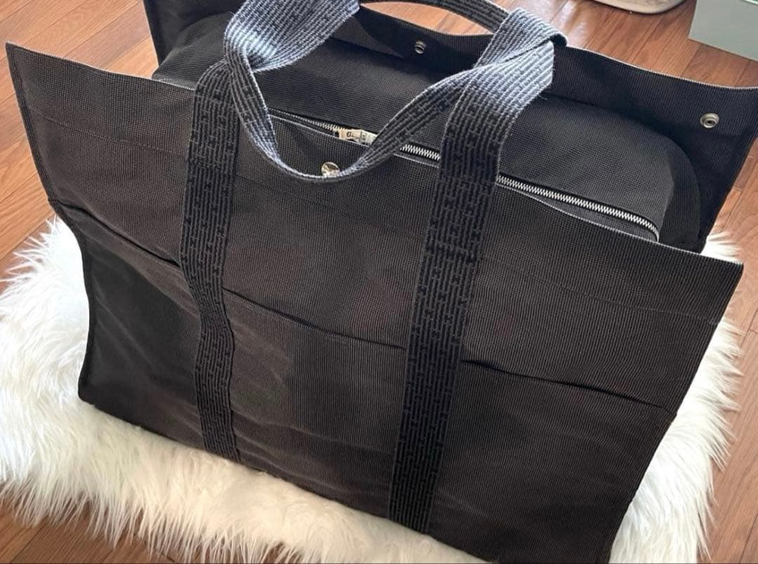 極美品　エルメス　エールラインTGMトートバッグ　特大　グレー　角スレなし